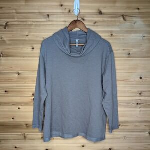 Lulu-B Cowl Neck Pullover Top Gray French Terry Long Sleeve XL